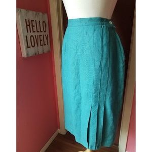 NWT Vintage Eggshell Blue Linen Straight Skirt